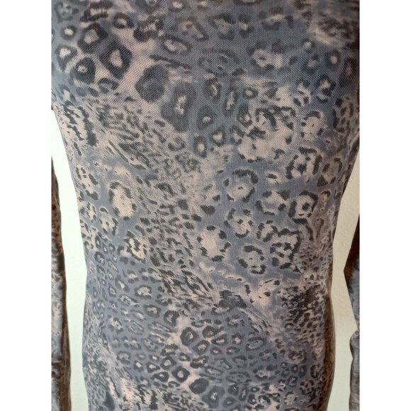 Pure Rebel Women's Shirt Lg. Beige Leopard Pattern Round Neck Long Sleeve Tee - Picture 6 of 9